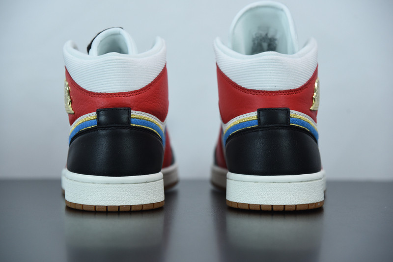 air jordan 1 mid sail red black blue dc1426-100