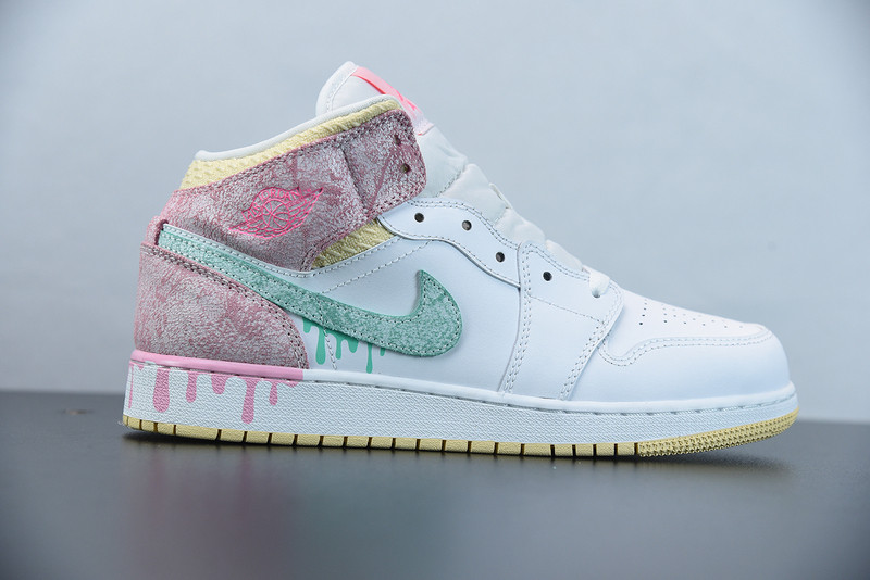 air jordan 1 mid paint drip dd1666-100