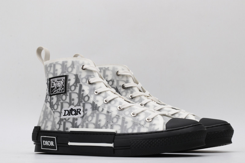 dio* b23 oblique high-top white sneaker