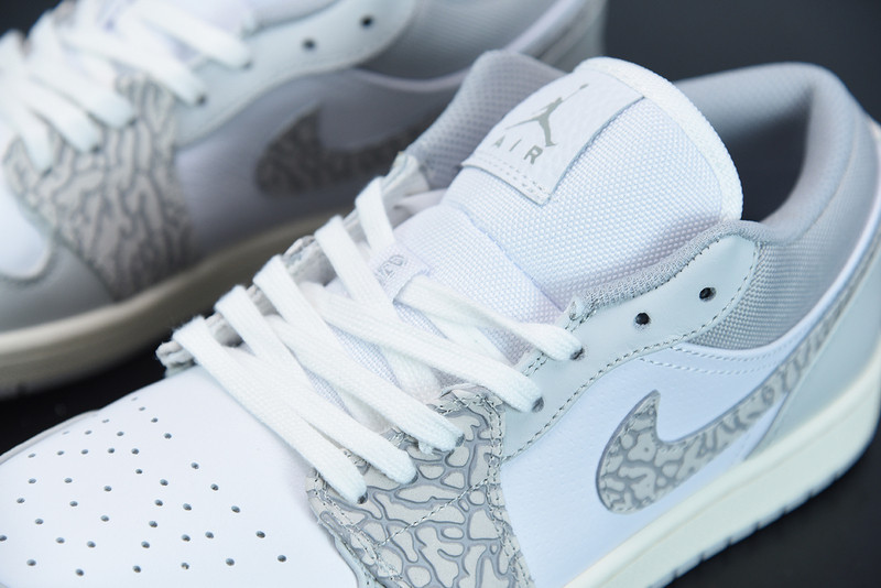 air jordan 1 low prm with grey elephant print dh4269-100