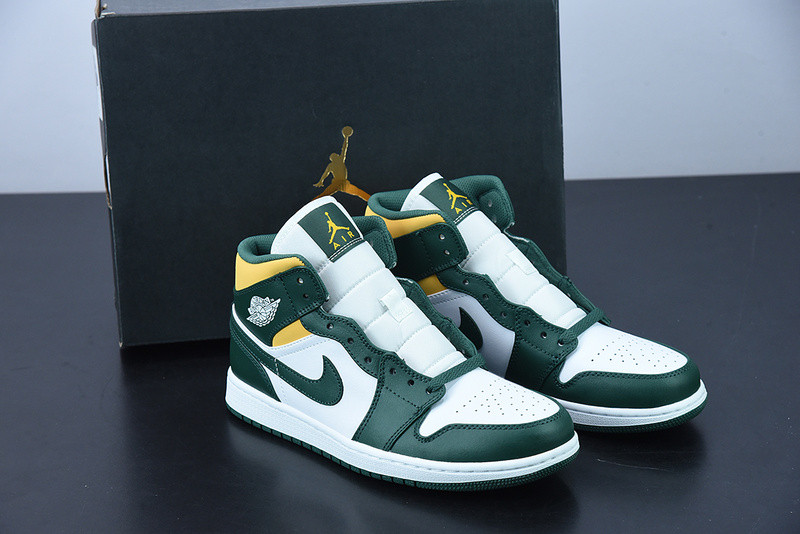 air jordan 1 mid green yellow 554724-371
