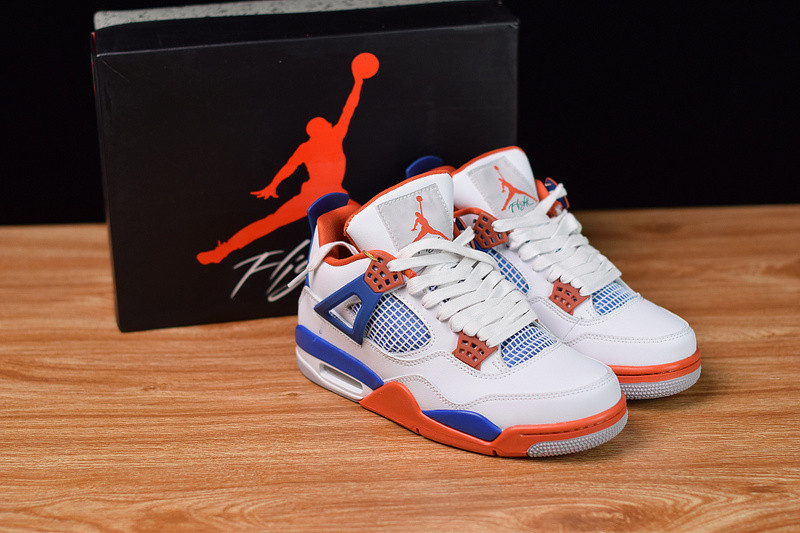 air jordan 4 retro “knicks” white/royal blue-orange 308497-171