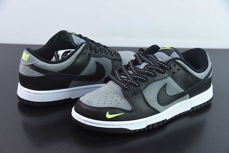 nike dunk low "black/grey/neon green" fq2205-001